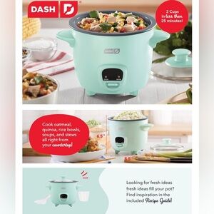 NIB RARE - Dash Mini Rice Cooker - Portable, cooks oatmeal, quinoa and pasta!